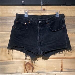 Levi's Black Jean Shorts Distressed High-Waisted